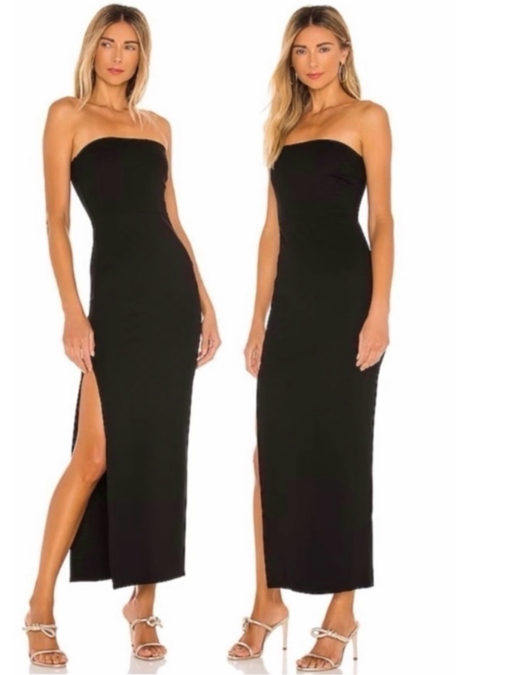 NBD Revolve Dream Gown with Side Slit Strapless Evening Dress in Black NWT
